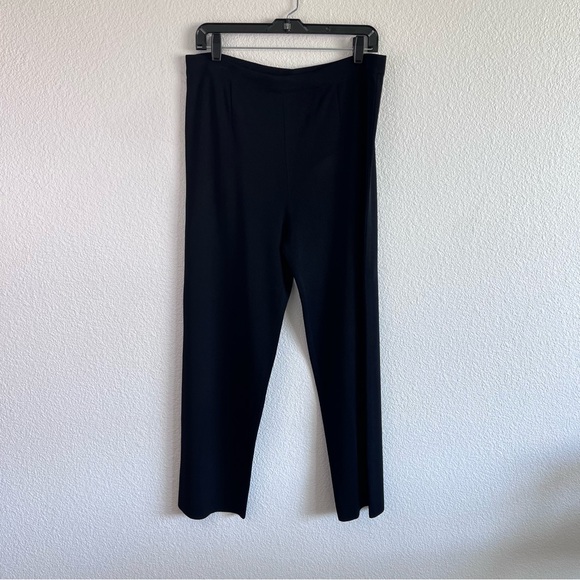 Misook Pants - Exclusively Misook PL Black Knit Full Length Elastic Pull On Pants Straight Leg